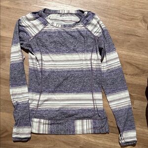 lululemon athletica Purple and White Striped Long Sleeve Top